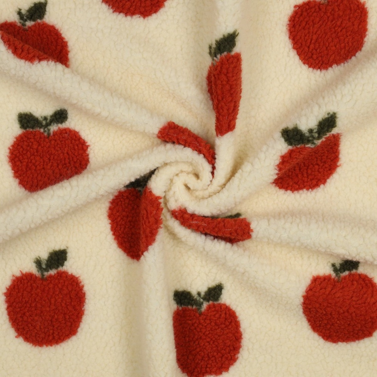 ikat-e-tissus-pommes-rouges-coupon-teddy-jacquard-cru-30-cm image 5