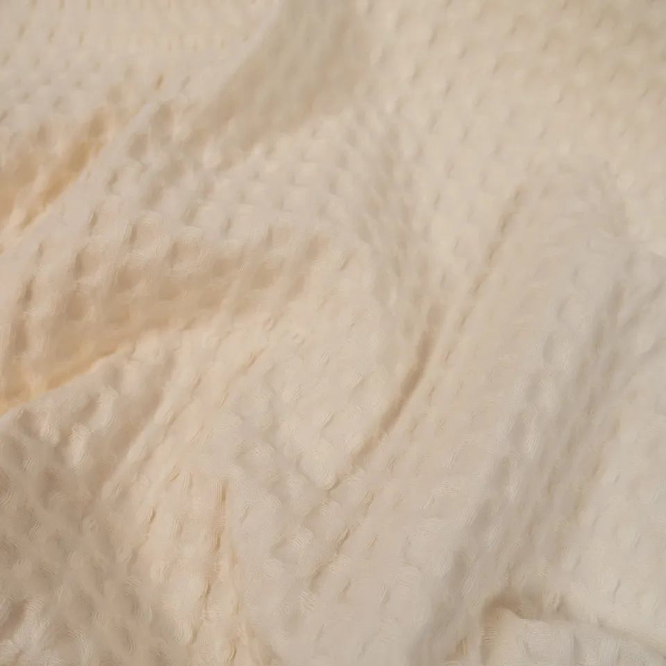 ikat-e-tissus-nid-d-abeille-grands-carreaux-cru-coton image 1