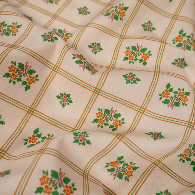 ikat-e-herbier-popeline-cru-fleurs-r-tro-au-m-tre image 1