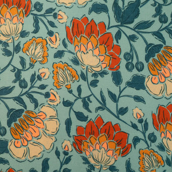 ikat-e-m-diterran-e-tissu-viscose-floral-bleu-lagon image 6