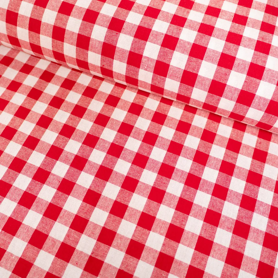ikat-e-tissus-vichy-moyen-rouge-popeline-coton image 1