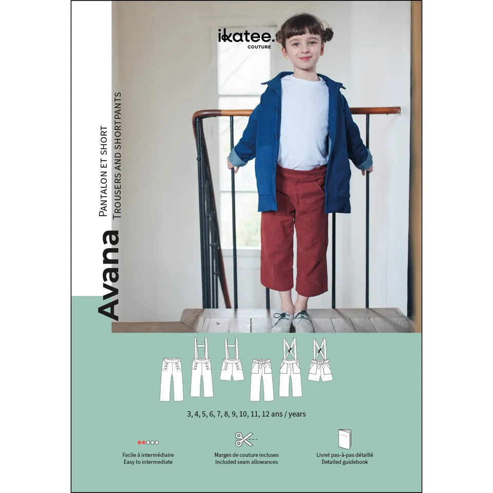 ikat-e-avana-pantalon-enfant-patron-papier-short-3-12-ans image 1
