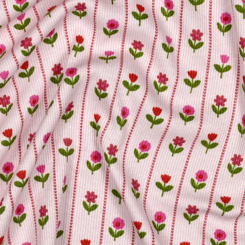 ikat-e-coupon-jersey-c-tel-fleurs-champ-tres-rose-45cm image 1
