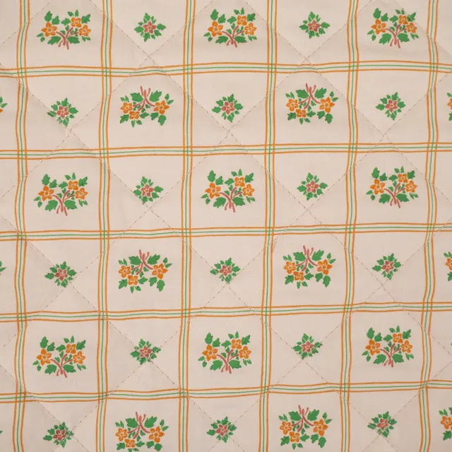 ikat-e-herbier-tissu-popeline-matelass-e-cru image 1