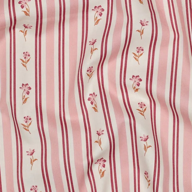 ikat-e-tissus-jardin-d-elisabeth-popeline-rose-fleurs image 1
