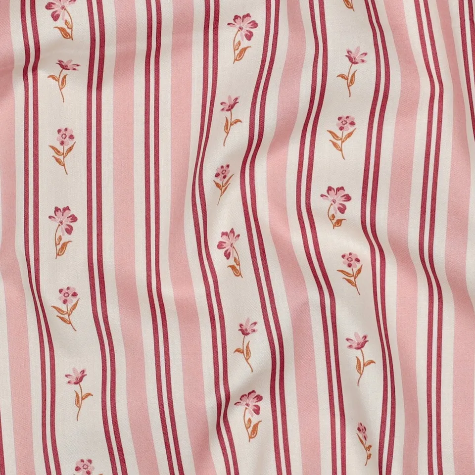 ikat-e-tissus-jardin-d-elisabeth-popeline-rose-fleurs image 1