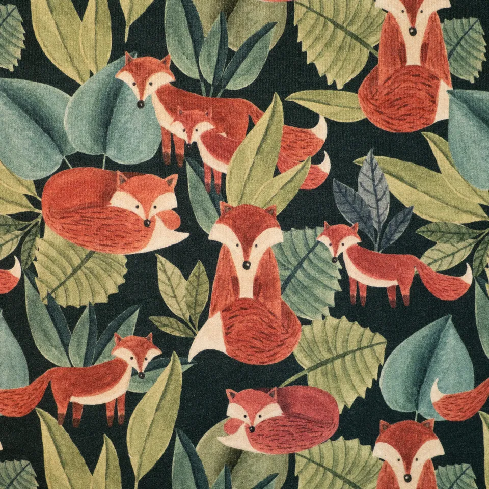 ikat-e-tissus-sweat-french-terry-bio-foxtales-vert-for-t image 1