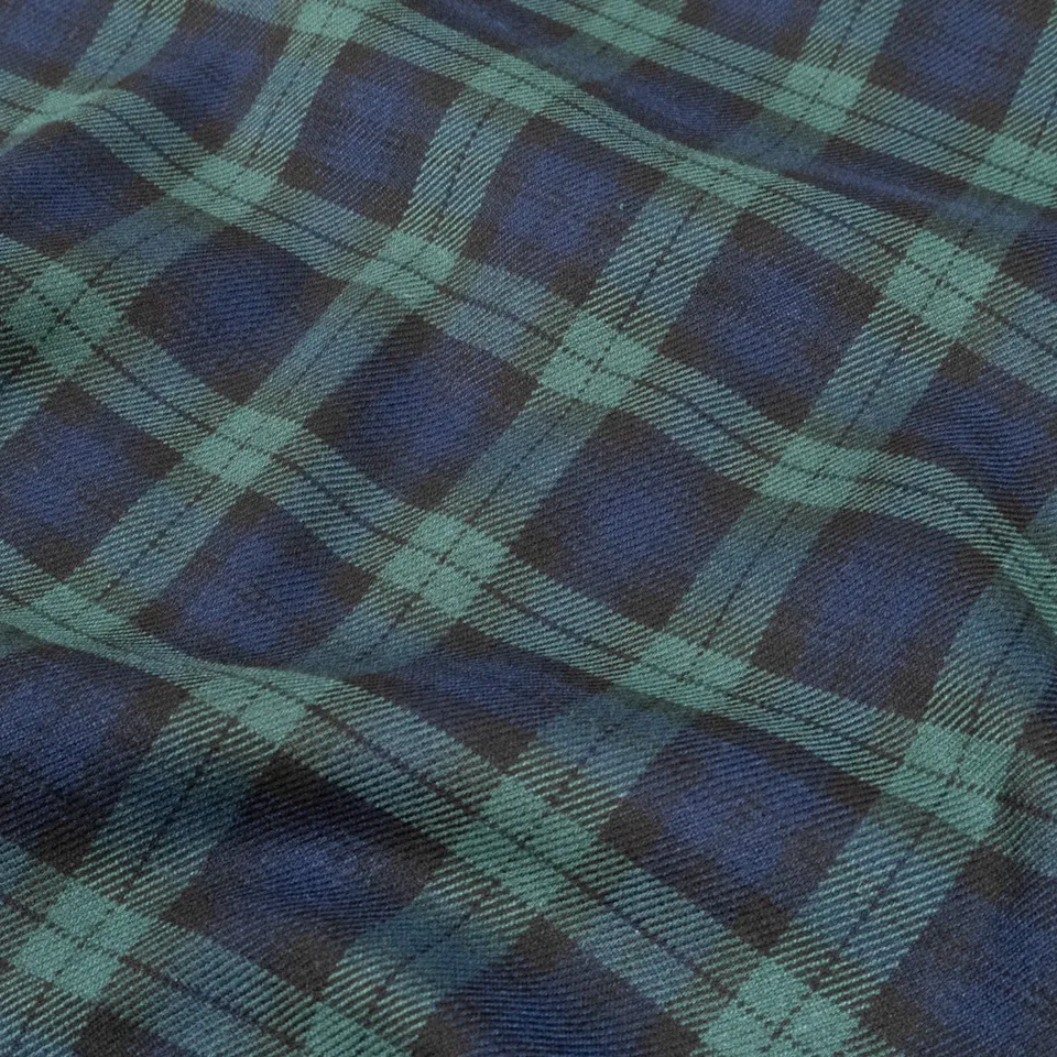 ikat-e-tissu-flanelle-carreaux-tartan-tissu-bleu-vert image 1