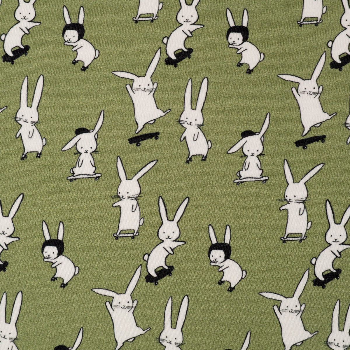 ikat-e-skating-rabbit-tissu-french-terry-bio-vert image 1