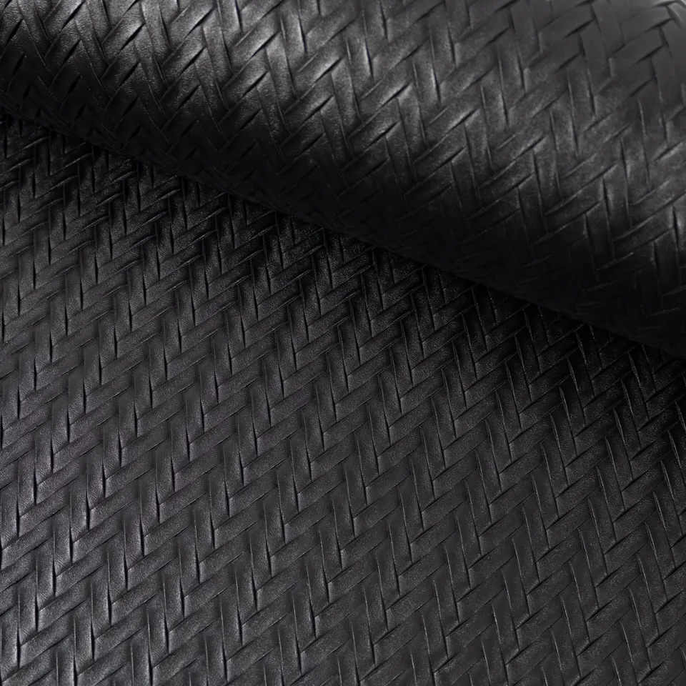 ikat-e-tissus-simili-cuir-chevron-tissu-noir image 1
