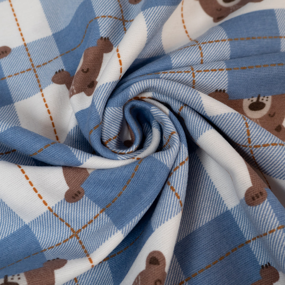 ikat-e-tissu-flanelle-bleu-ours-carreaux-doux-enfant image 2