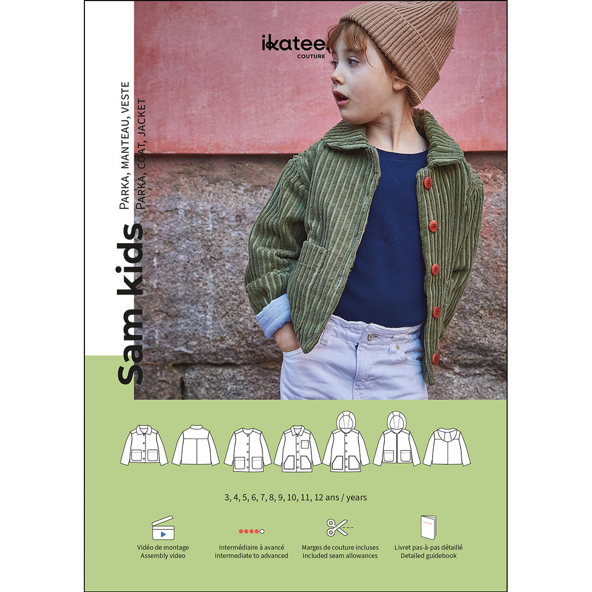 ikat-e-sam-kids-parka-enfant-papier-3-12-ans-capuche image 1