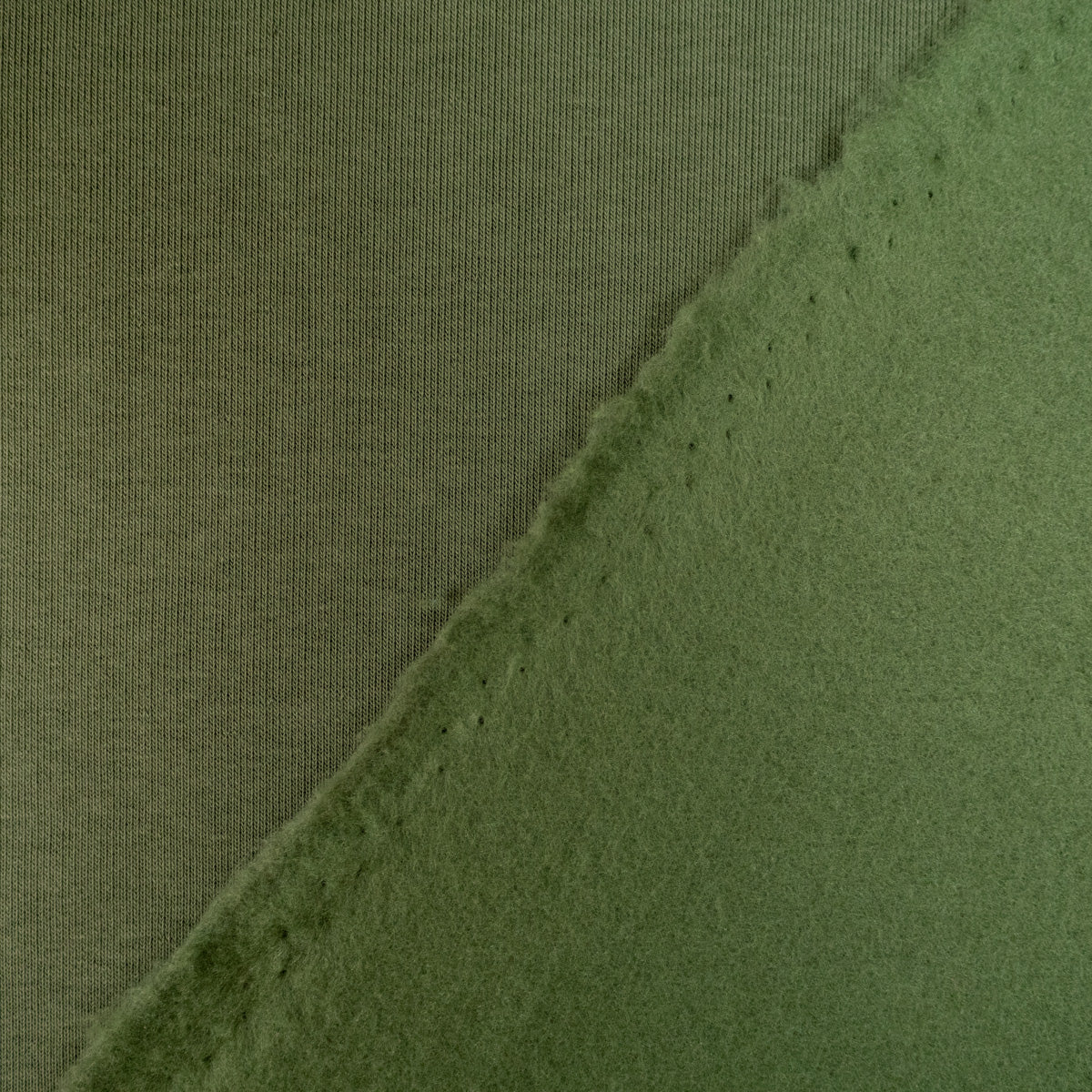 ikat-e-tissu-sweat-pais-gratt-vert-kaki-uni image 5