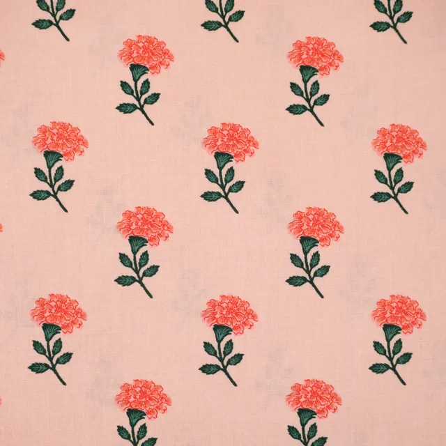 ikat-e-marisol-popeline-de-coton-rose-fleurs-r-tro image 1
