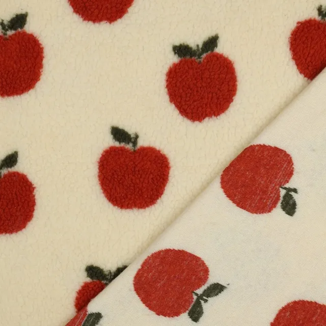 ikat-e-pommes-rouges-tissu-teddy-jacquard-cru-chaud image 1