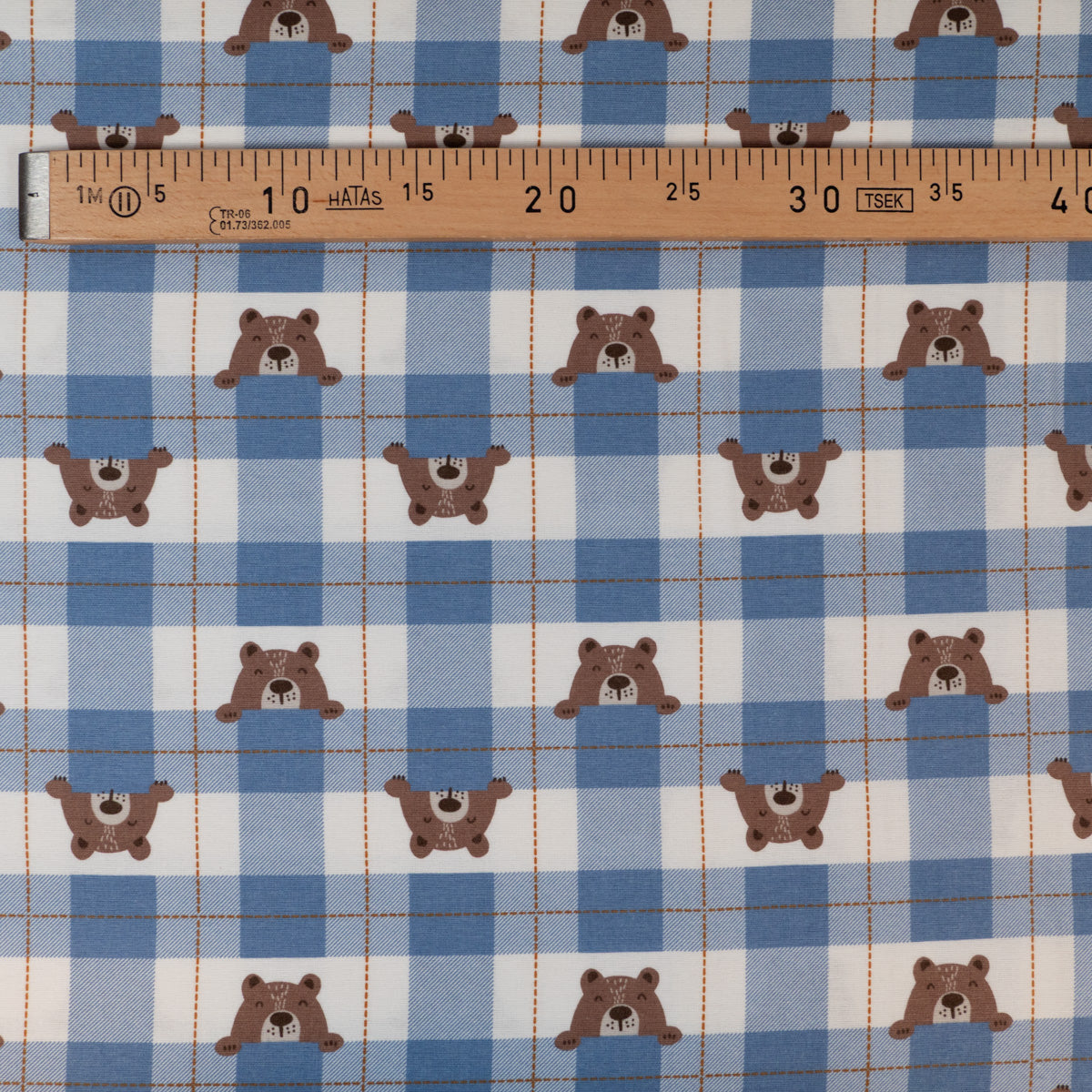 ikat-e-tissu-flanelle-bleu-ours-carreaux-doux-enfant image 4