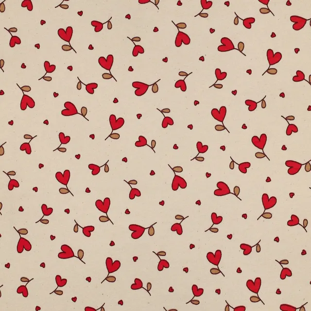ikat-e-tissus-sweat-love-beige-rouge-tissu-au-m-tre image 1