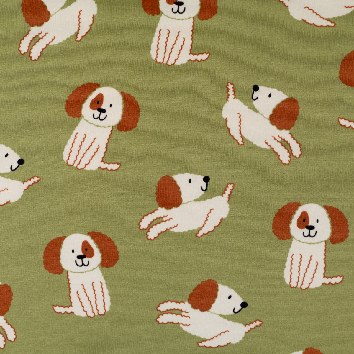 ikat-e-tissus-chiens-joueurs-tissu-sweat-vert-animaux image 2