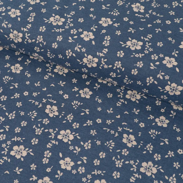 ikat-e-tissus-gard-nias-tissu-flanelle-bleu-fleurs image 1