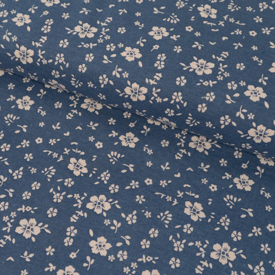 ikat-e-tissus-gard-nias-tissu-flanelle-bleu-fleurs image 1
