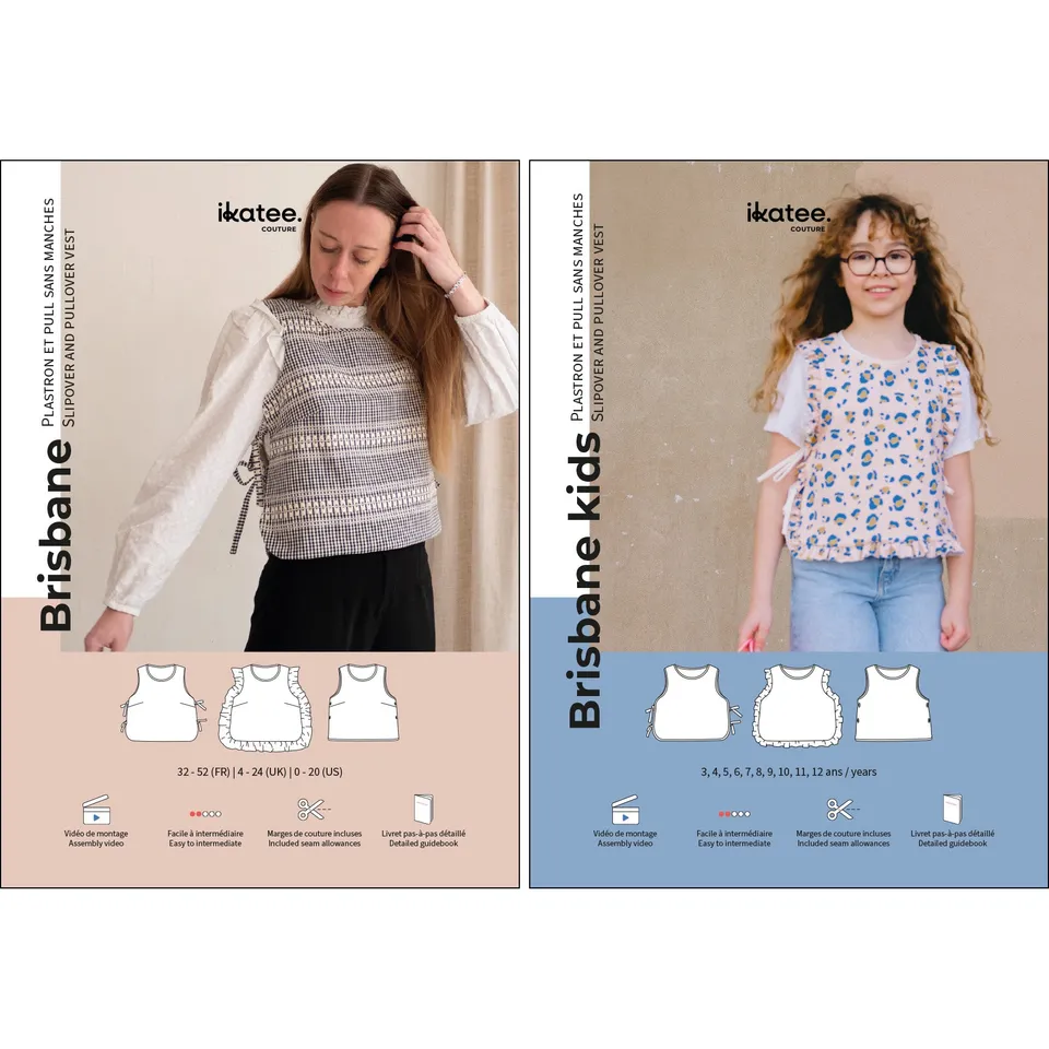 ikat-e-duo-patron-brisbane-pull-sans-manches-femme-enfant image 1