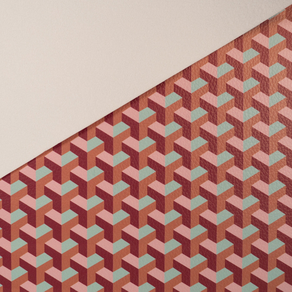 ikat-e-tissus-simili-cuir-graphique-rose-marron image 4