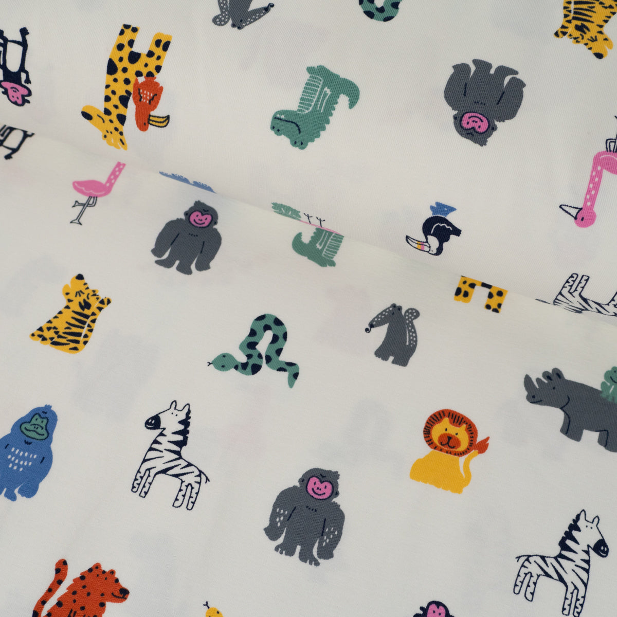 ikat-e-jersey-animaux-safari-cru-tissu-enfant-stretch image 1