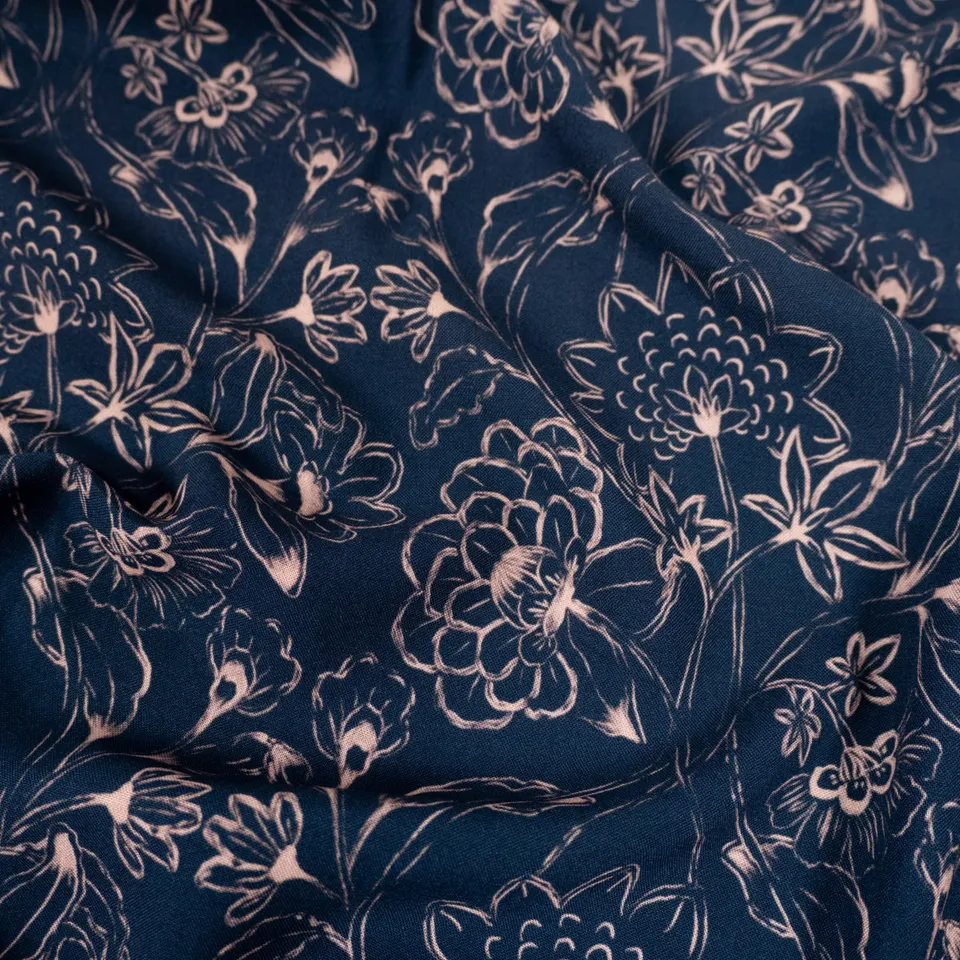 ikat-e-tissus-coupon-viscose-jaipur-encre-35-cm image 1