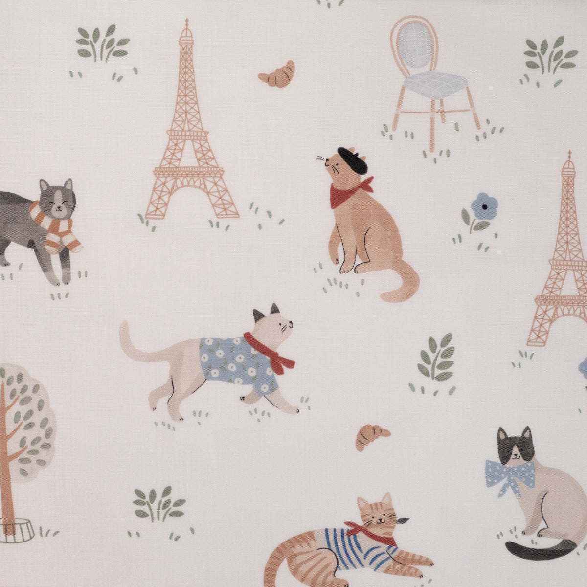 ikat-e-parisian-cats-popeline-blanc-motif-chats image 1