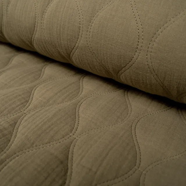 ikat-e-tissus-double-gaze-matelass-e-kaki-uni image 1