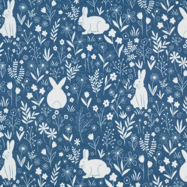 ikat-e-basile-tissu-french-terry-bio-jean-animaux image 1