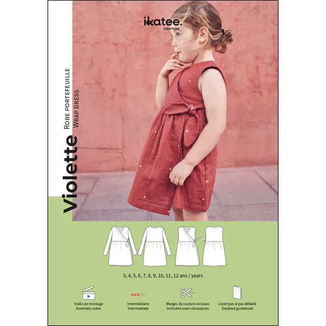 ikat-e-violette-patron-robe-enfant-anglais-portefeuille image 1