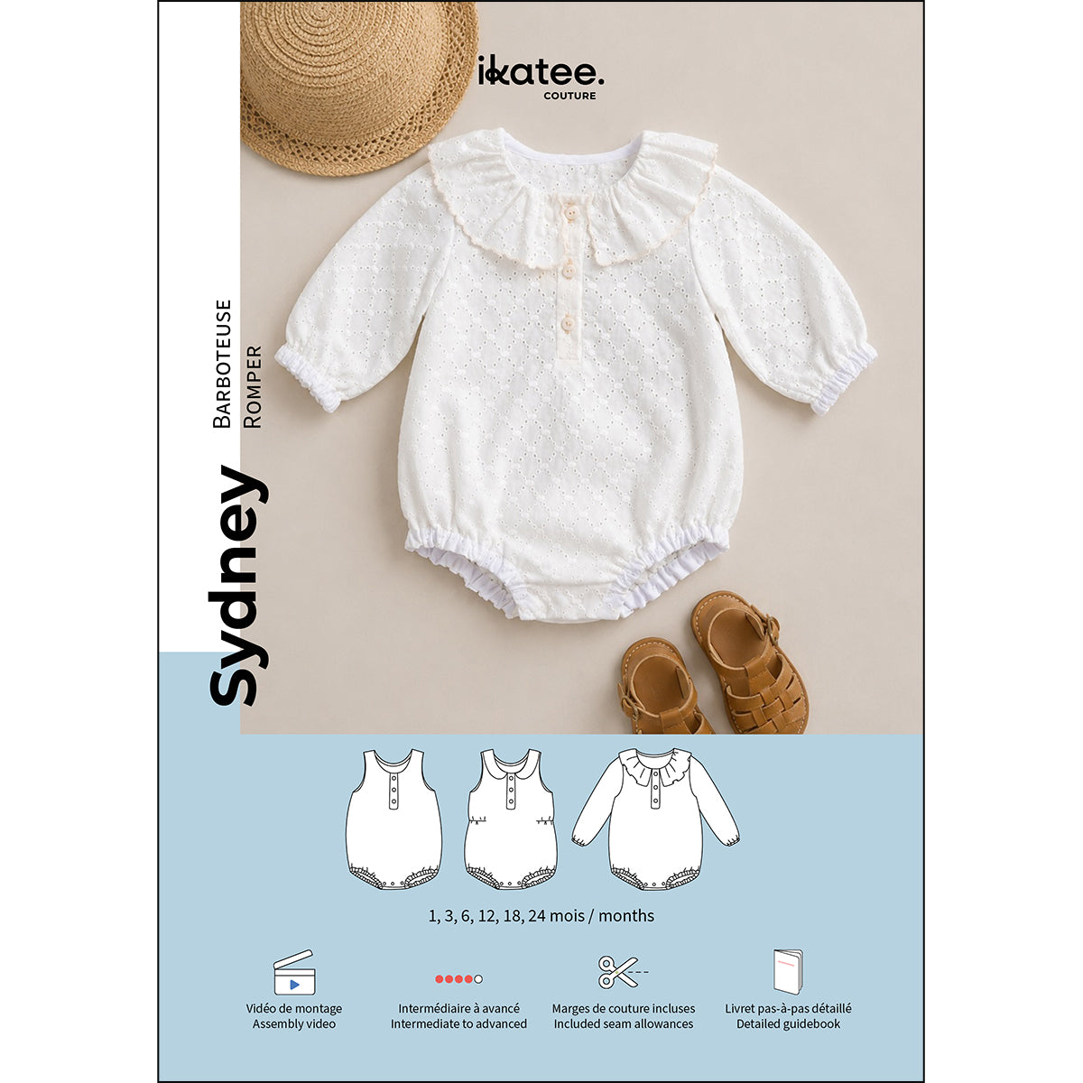 ikat-e-sydney-patron-salopette-b-b-papier-1-24-mois image 1