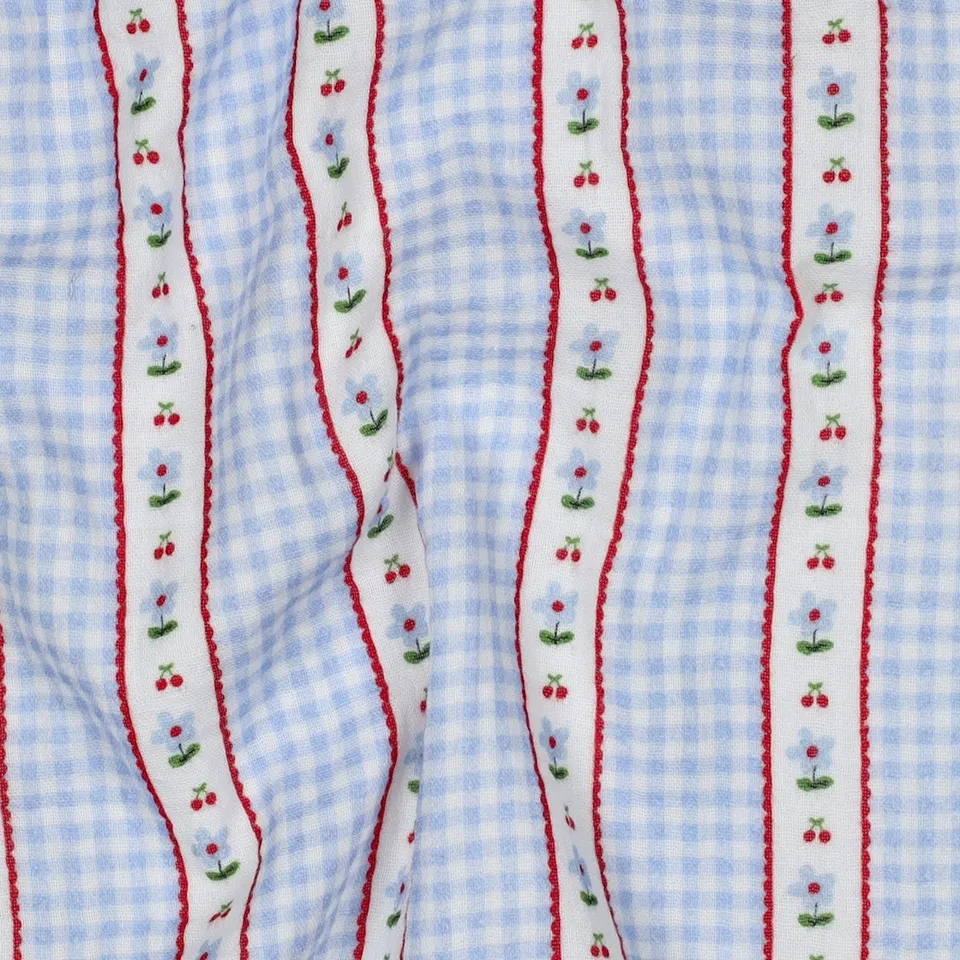 ikat-e-tissus-cottage-double-gaze-tissu-bleu-35-cm-coton image 1