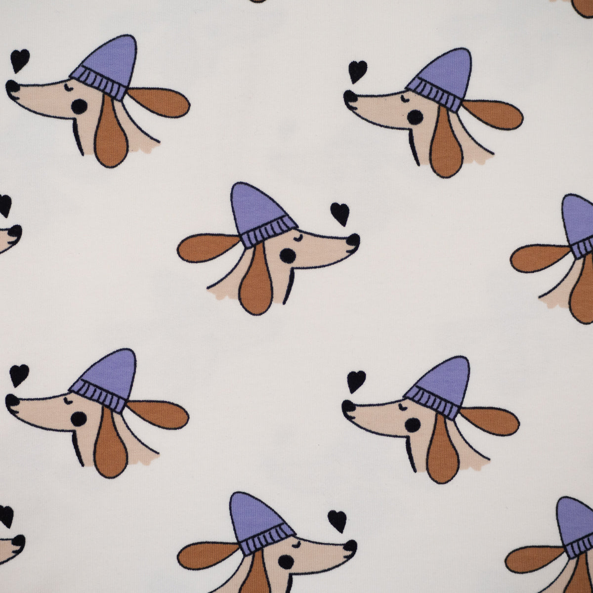 ikat-e-tissus-french-terry-doggy-love-tissu-cru-bio image 1