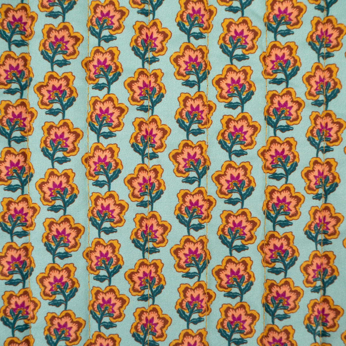 ikat-e-pondichery-tissu-popeline-matelass-e-bleu-turquoise image 1