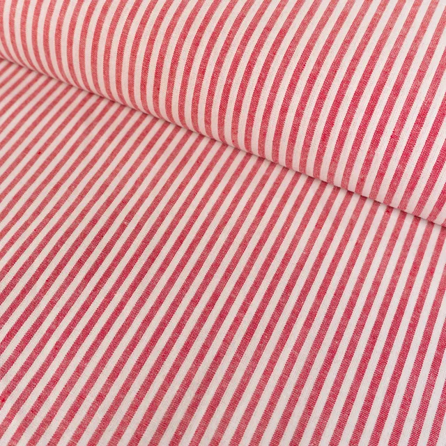 ikat-e-tissus-rayures-tissu-popeline-rouge-blanc image 1