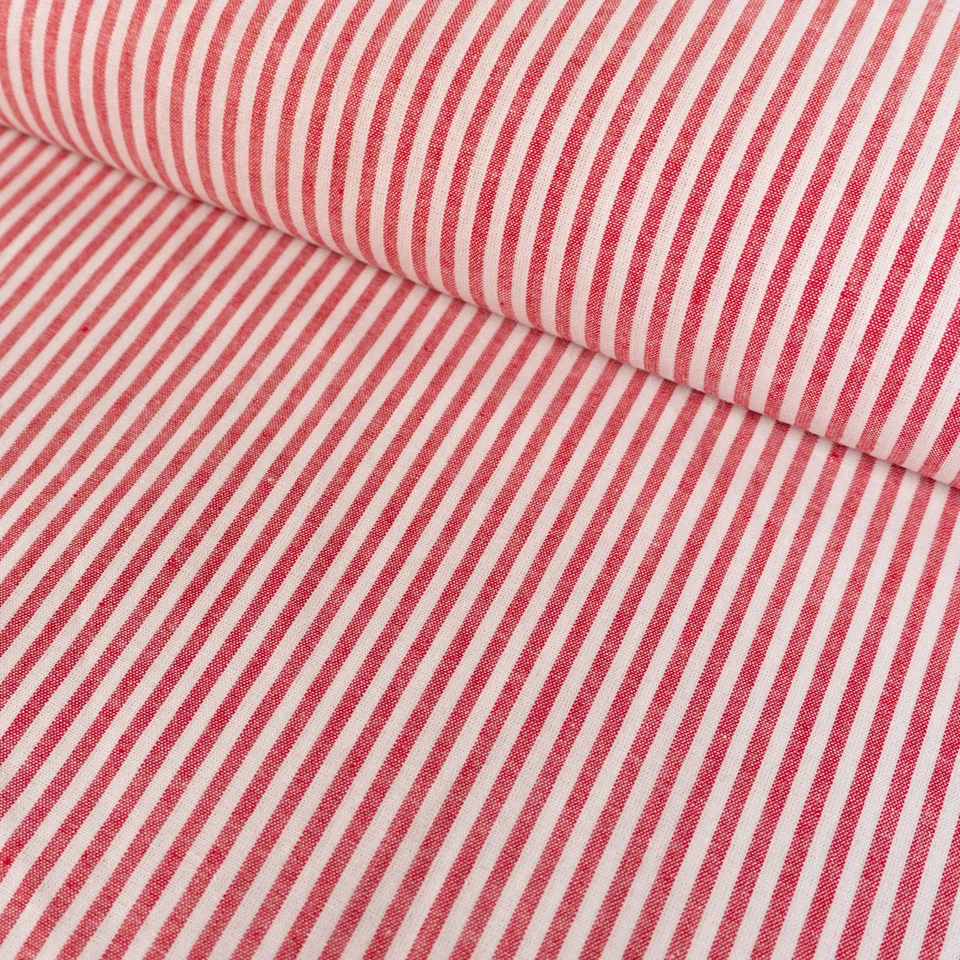ikat-e-tissus-rayures-tissu-popeline-rouge-blanc image 1