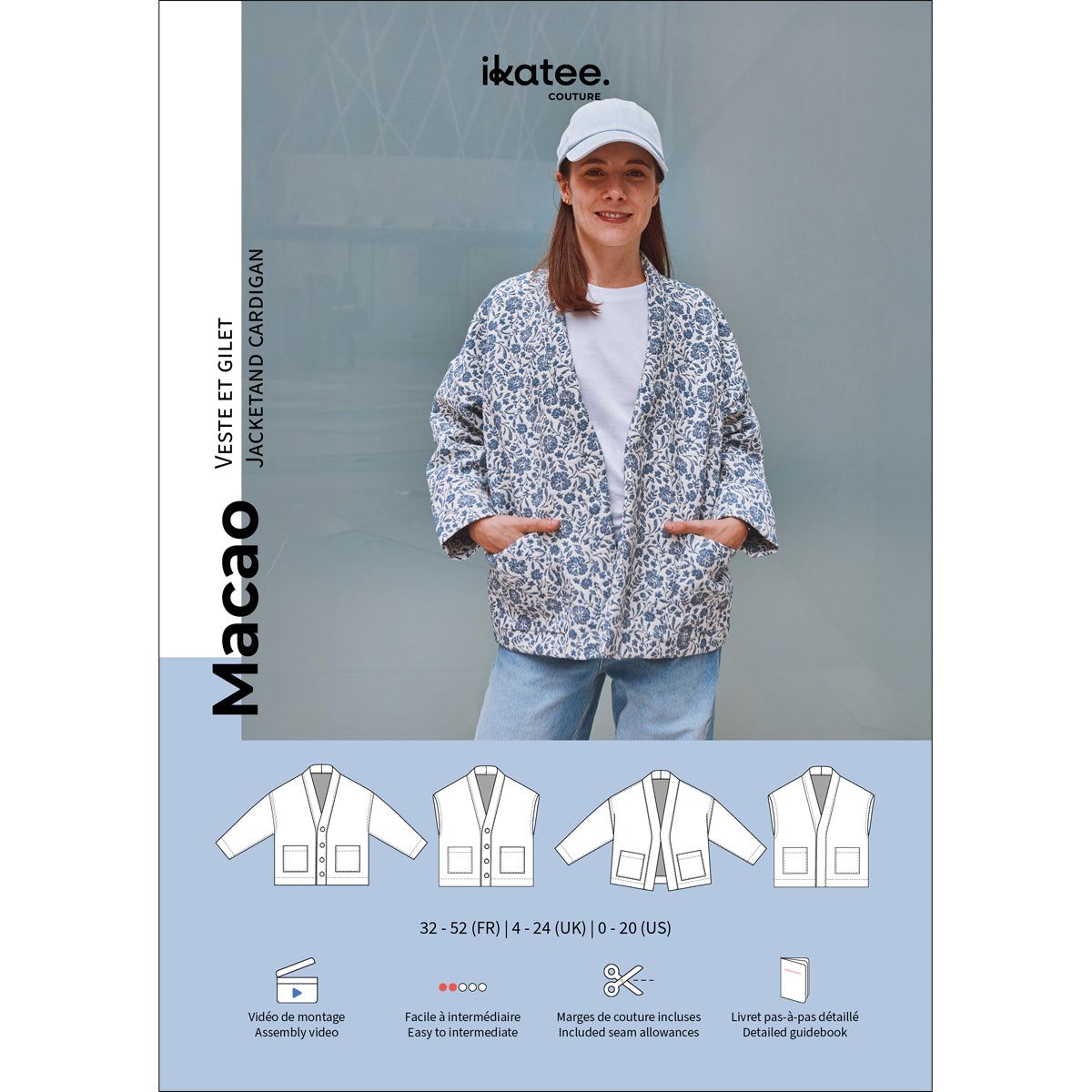 ikat-e-macao-veste-femme-patron-papier-32-52-manches-longues image 1