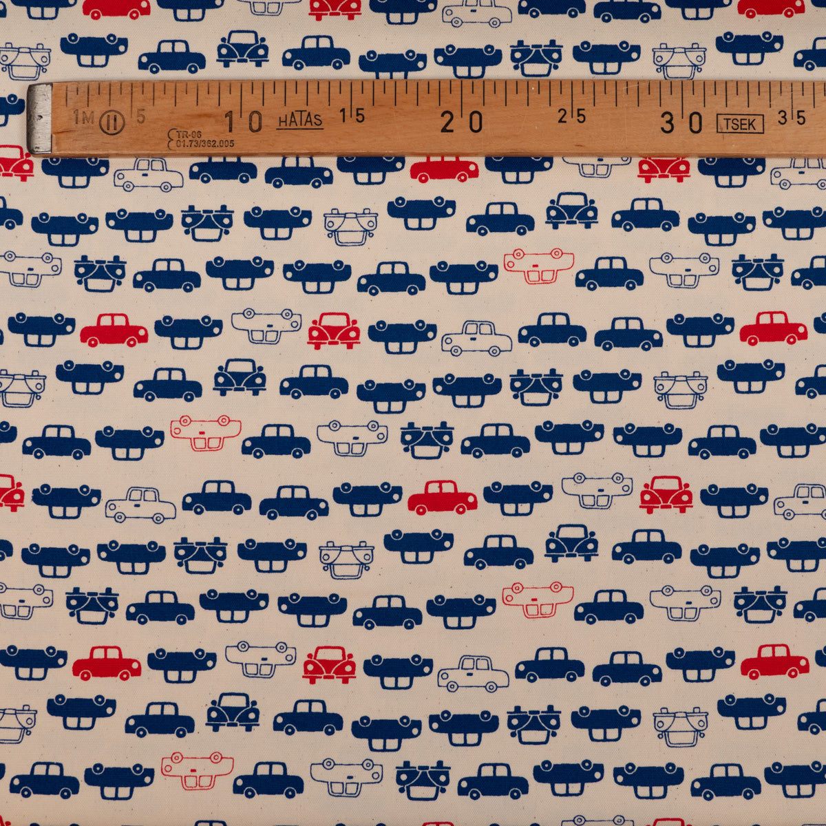 ikat-e-simply-car-tissu-canvas-cru-bleu-et-rouge image 3