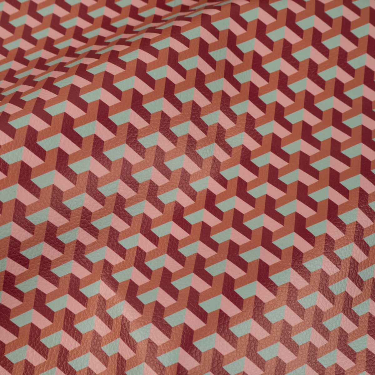 ikat-e-tissus-simili-cuir-graphique-rose-marron image 5