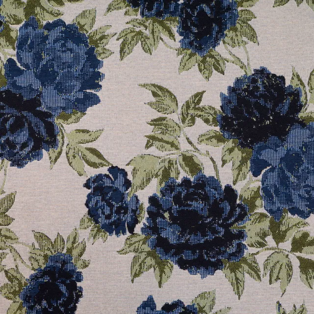 ikat-e-hortensia-coupon-tissu-jacquard-bleu-25-cm image 1