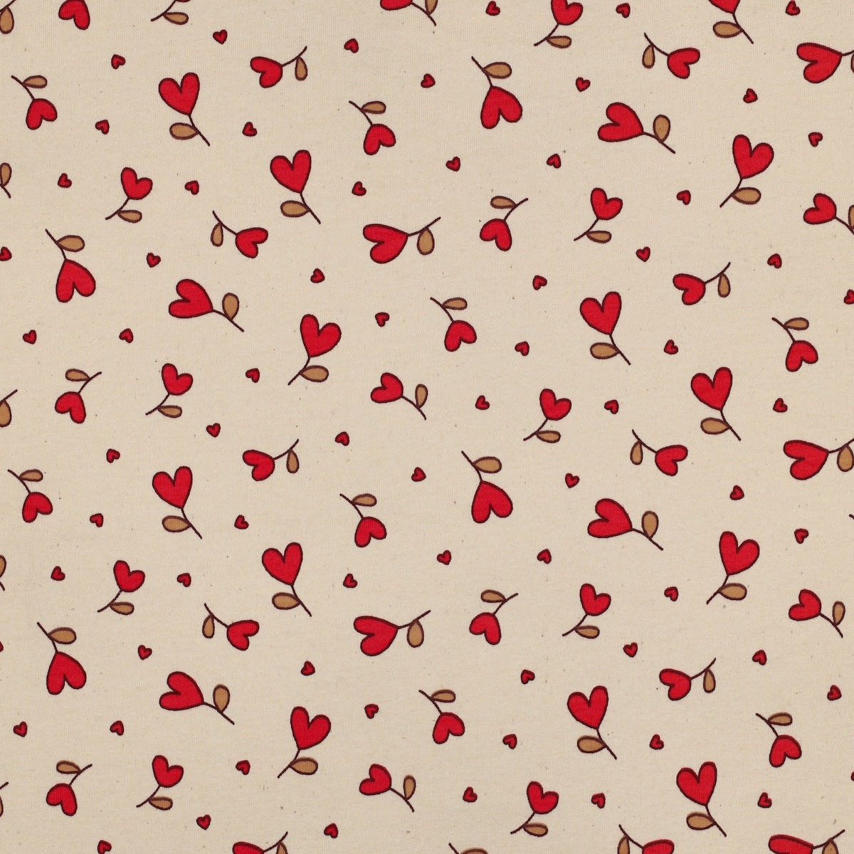 ikat-e-tissus-sweat-love-tissu-beige-rouge-c-urs image 1