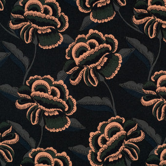 ikat-e-tissus-viscose-ispahan-tissu-noir-fleuri image 2