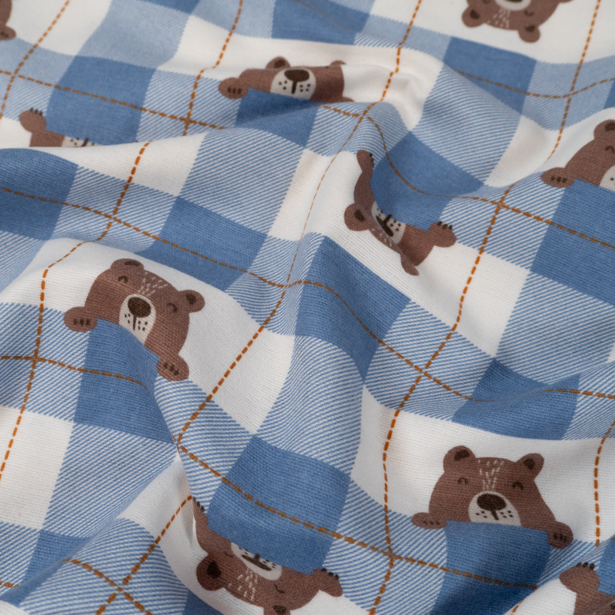 ikat-e-tissu-flanelle-bleu-ours-carreaux-doux-enfant image 5