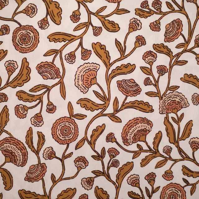 ikat-e-pompom-tissu-popeline-cru-fleurs image 1