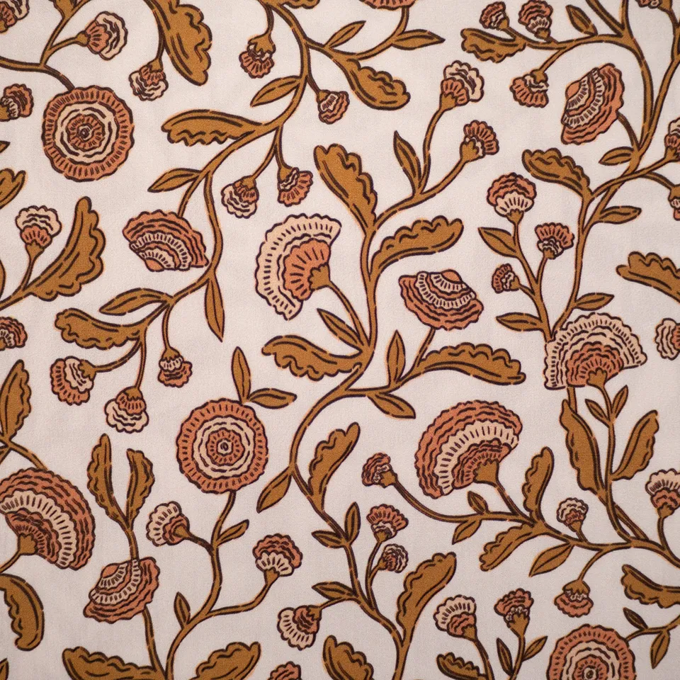 ikat-e-pompon-popeline-coton-cru-floral-au-m-tre image 1