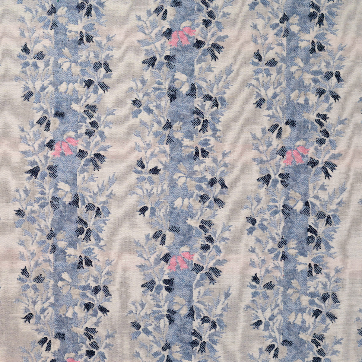 ikat-e-jacquard-bordure-botanique-tissu-bleu-l-gant image 1