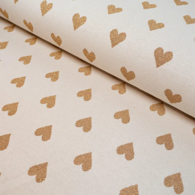 ikat-e-jacquard-maille-tissu-coeurs-lurex-cru-dor image 1