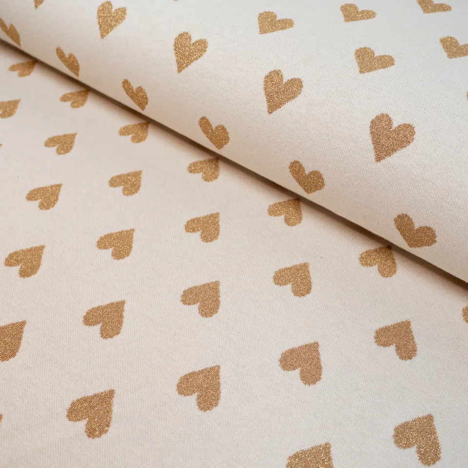 ikat-e-jacquard-maille-tissu-coeurs-lurex-cru-dor image 1